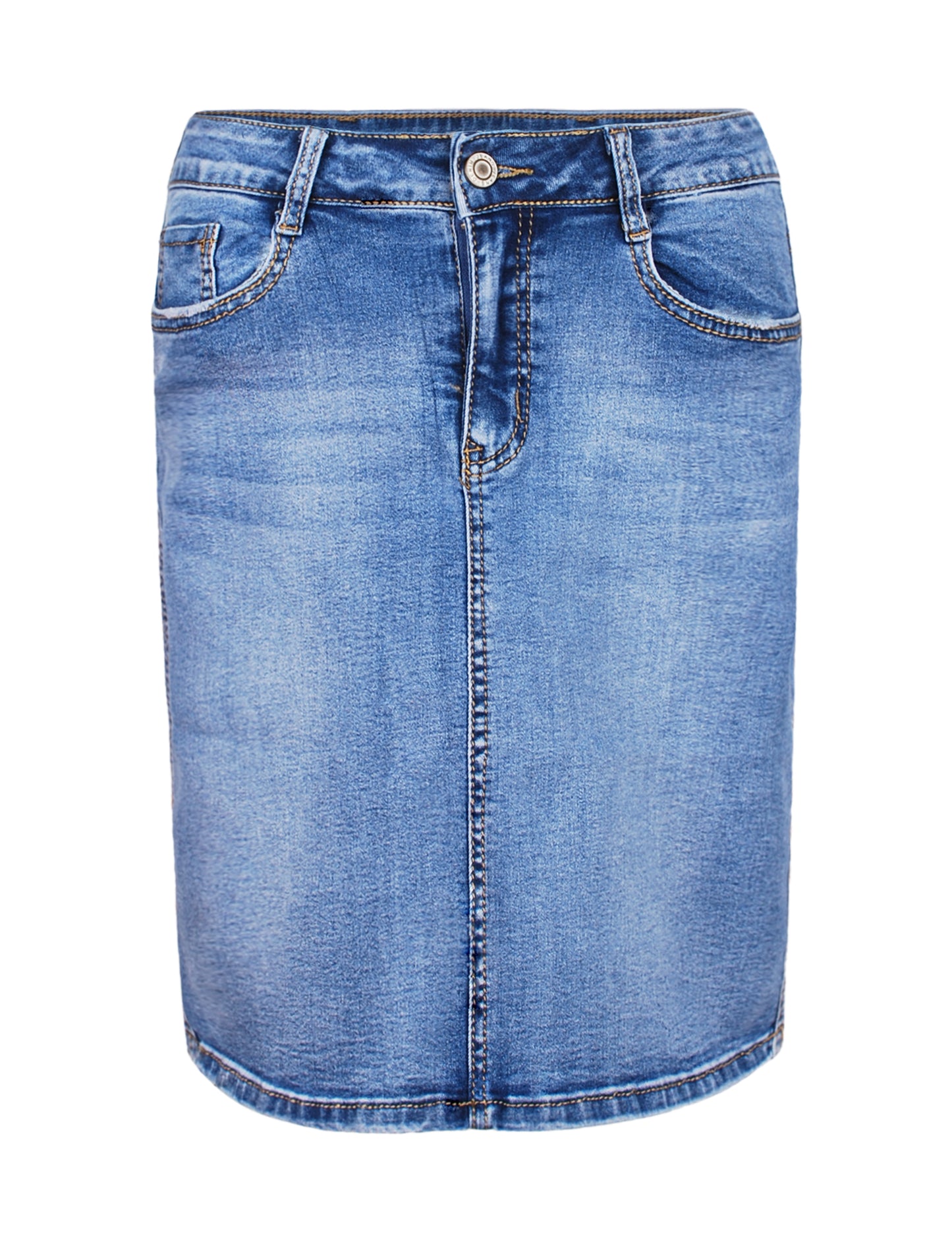 Fraternel Damen Jeans Rock Used kurz Bleistiftrock Stretchdenim R006