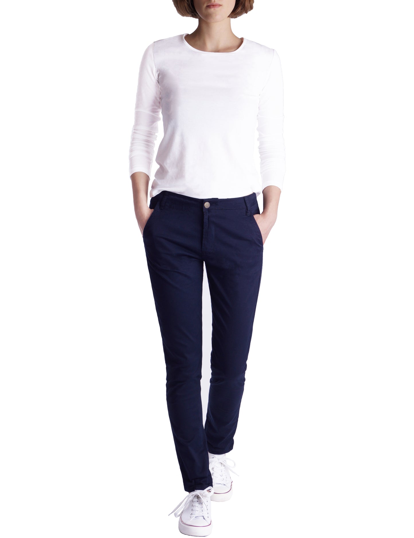 Fraternel Damen Chino Hosen – Moderne Stoffhose mit schmalem Bein und Stretch H100