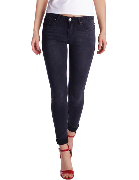 Fraternel Damen Skinny Hüftjeans – Stretch Five-Pocket Jeanshose H051
