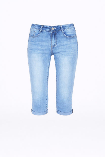 Fraternel Damen Capri Jeans Hosen Shorts im Five-Pocket-Design 3/4 H096