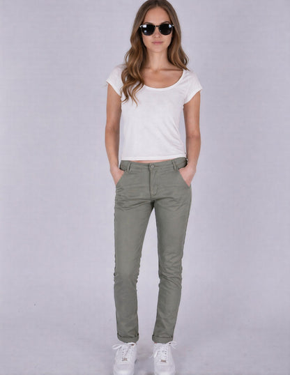 Fraternel Damen Chino Hosen – Moderne Stoffhose mit schmalem Bein und Stretch H100