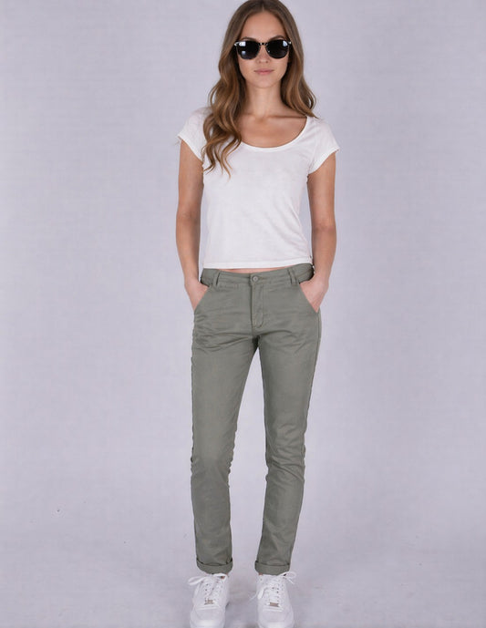 Fraternel Damen Chino Hosen – Moderne Stoffhose mit schmalem Bein und Stretch H100