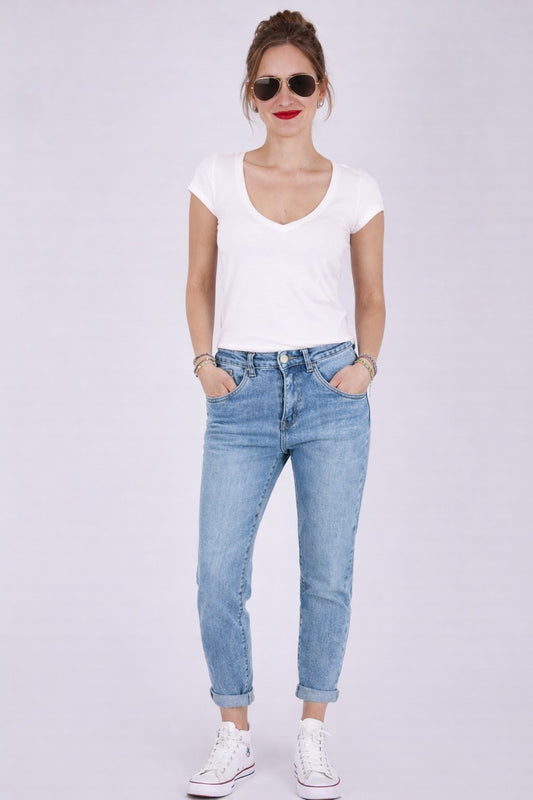 Fraternel Damen Momfit Jeans – Lässiger Boyfriendhosen Style H102