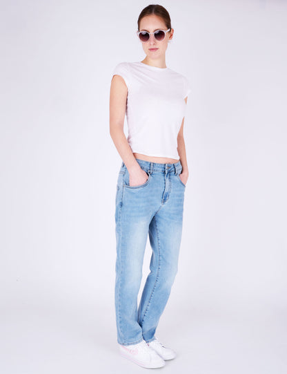 Fraternel Damen Loose Baggy Jeans, Helles Denim Blue, Five Pocket, Used Waschung H108