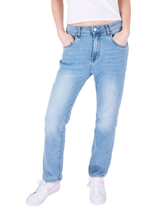 Fraternel Damen Loose Baggy Jeans, Helles Denim Blue, Five Pocket, Used Waschung H108