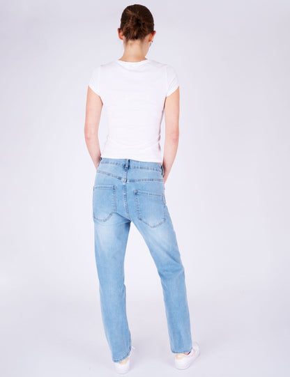 Fraternel Damen Loose Baggy Jeans, Helles Denim Blue, Five Pocket, Used Waschung H108