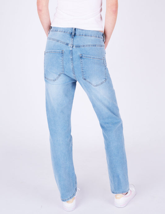 Fraternel Damen Loose Baggy Jeans, Helles Denim Blue, Five Pocket, Used Waschung H108