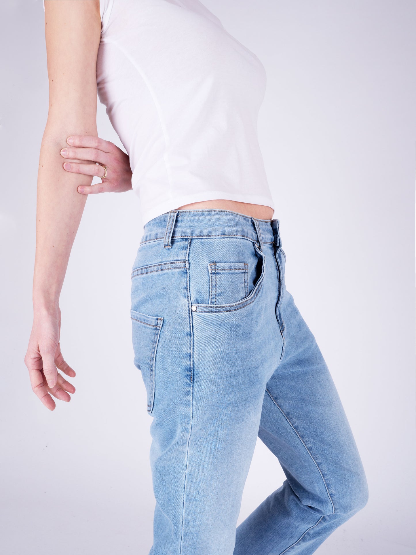 Fraternel Damen Loose Baggy Jeans, Helles Denim Blue, Five Pocket, Used Waschung H108