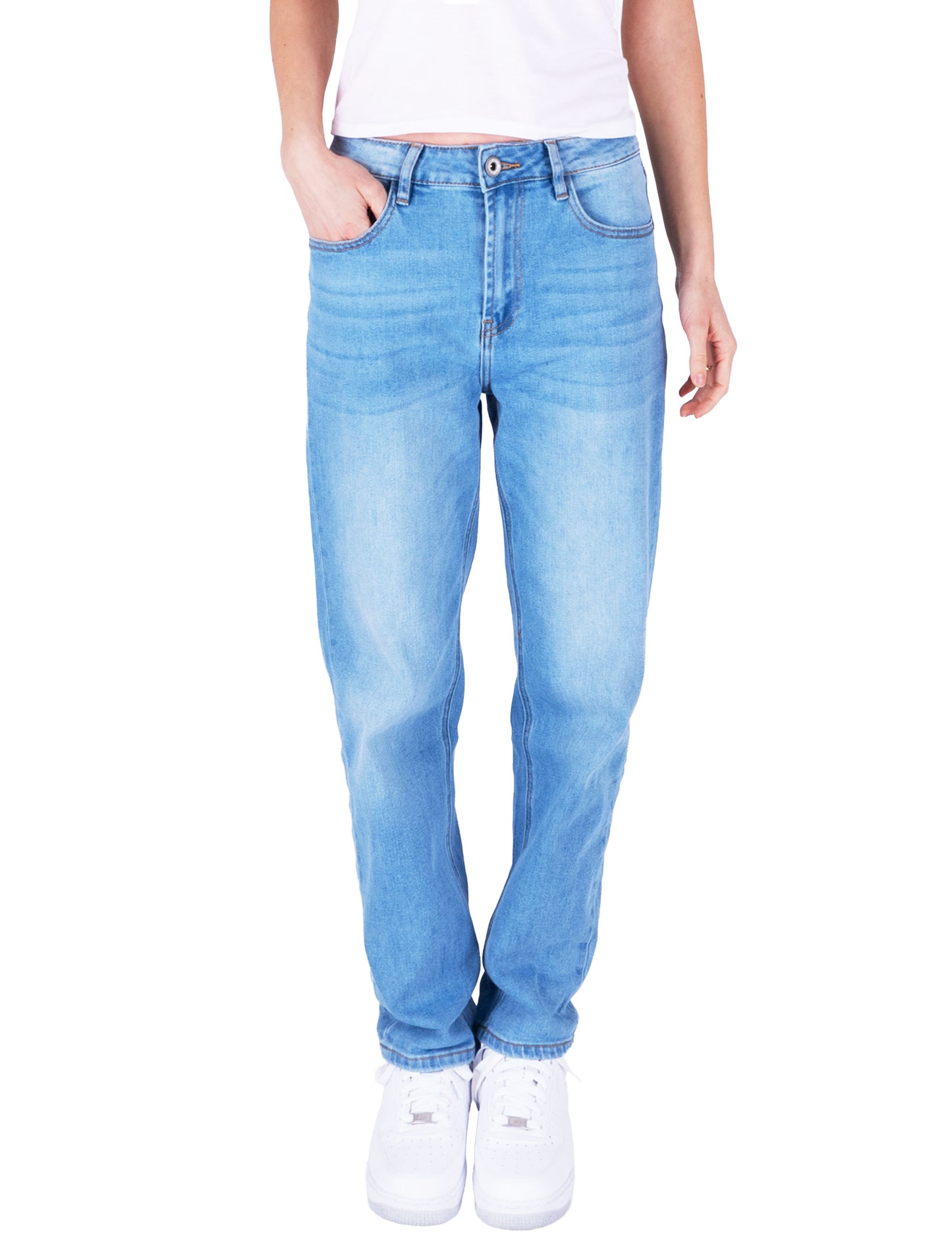 Fraternel Damen Jeans Straight Fit – Bequeme Five-Pocket Denim Hose mit Used-Waschung H116