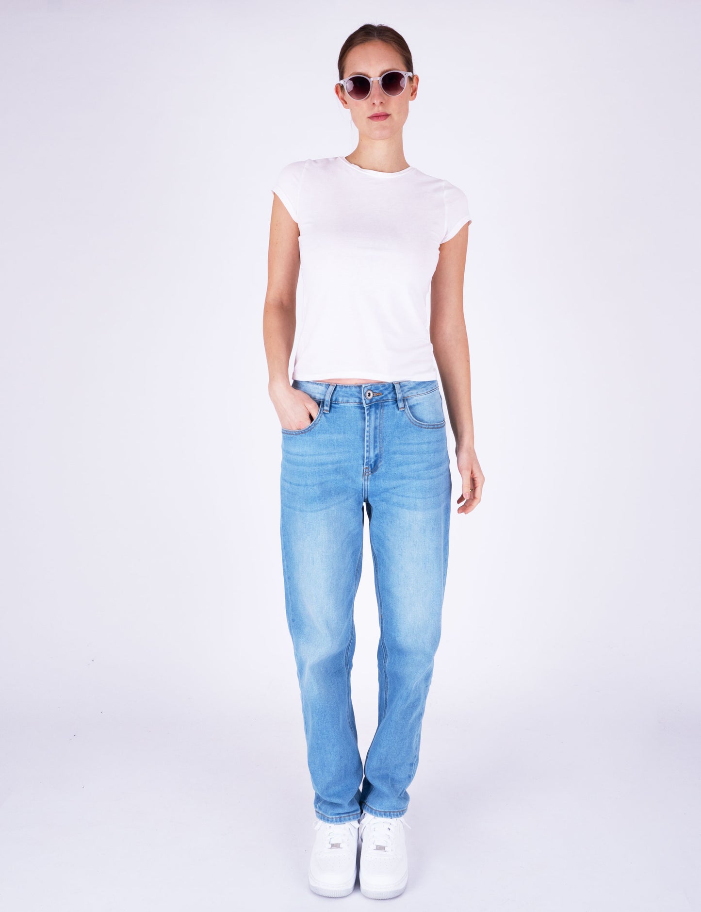 Fraternel Damen Jeans Straight Fit – Bequeme Five-Pocket Denim Hose mit Used-Waschung H116