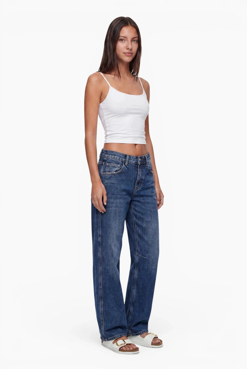 Fraternel Damen Baggy Jeans – Weite Boyfriend Jeans mit teilelastischem Bund und Used-Waschung H119