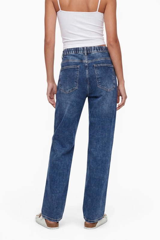 Fraternel Damen Baggy Jeans – Weite Boyfriend Jeans mit teilelastischem Bund und Used-Waschung H119