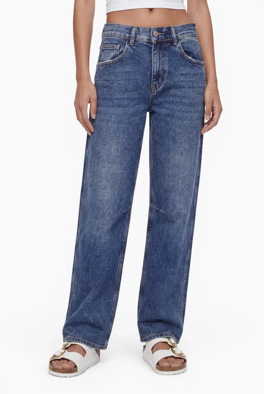 Fraternel Damen Baggy Jeans – Weite Boyfriend Jeans mit teilelastischem Bund und Used-Waschung H119