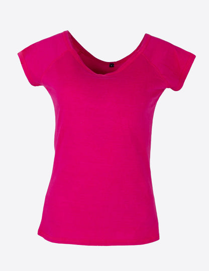 Fraternel Damen Basis Shirt mit Rundhalsausschnitt, tailliertes Kurzarmshirt T001