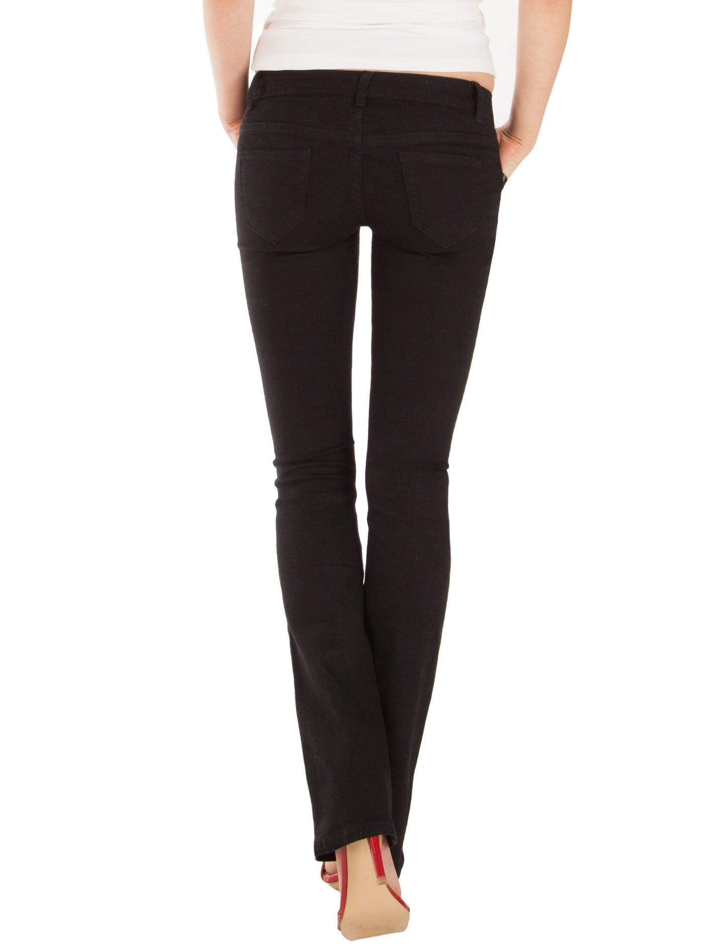 Fraternel Damen Bootcut Jeans Hüftjeans Stretch Five Pocket Schlaghose H037