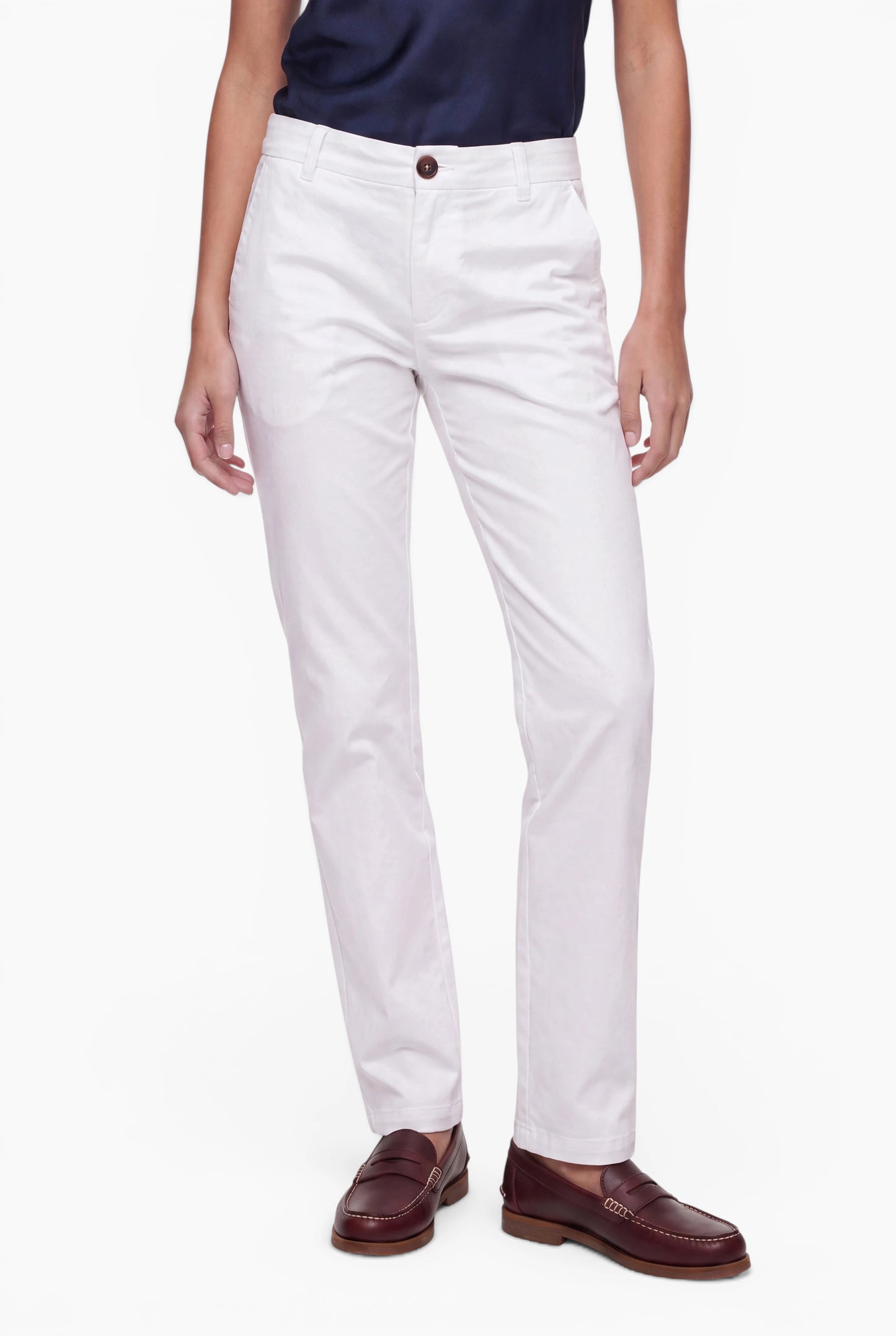 Fraternel Damen Chino Hose – Weite Straight Leg Stoffhose aus Baumwolle mit Stretch H118