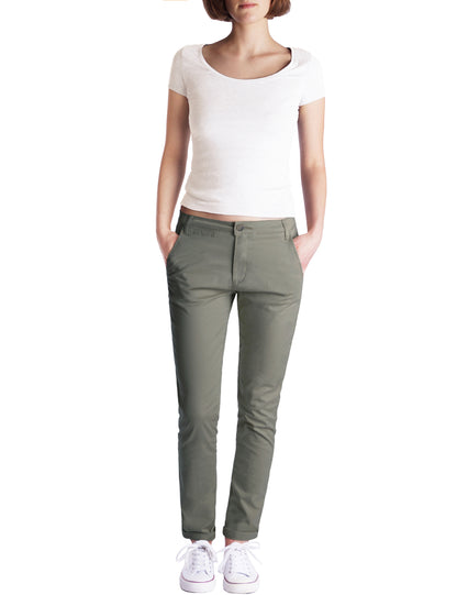 Fraternel Damen Chino Hosen – Moderne Stoffhose mit schmalem Bein und Stretch H100