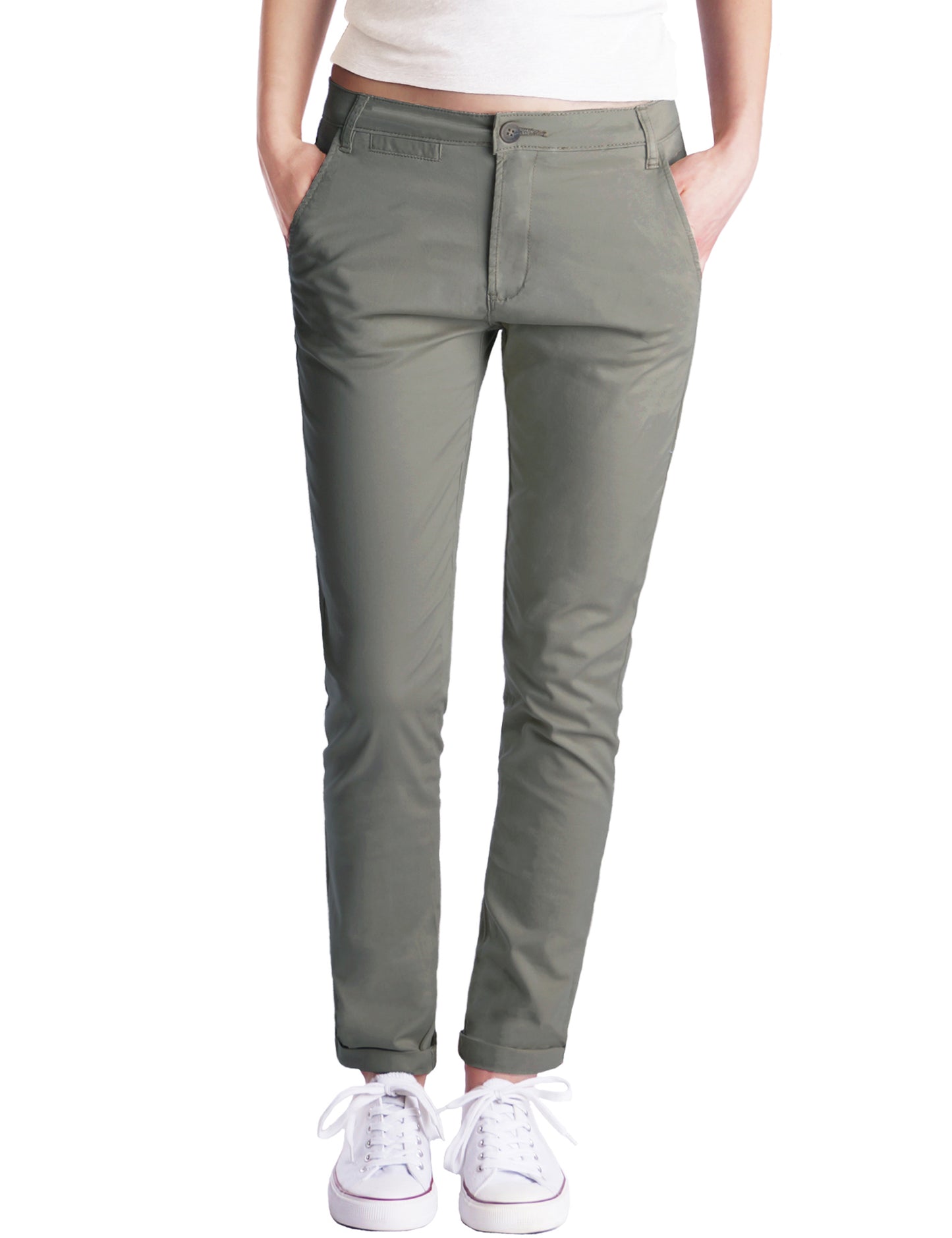 Fraternel Damen Chino Hosen – Moderne Stoffhose mit schmalem Bein und Stretch H100