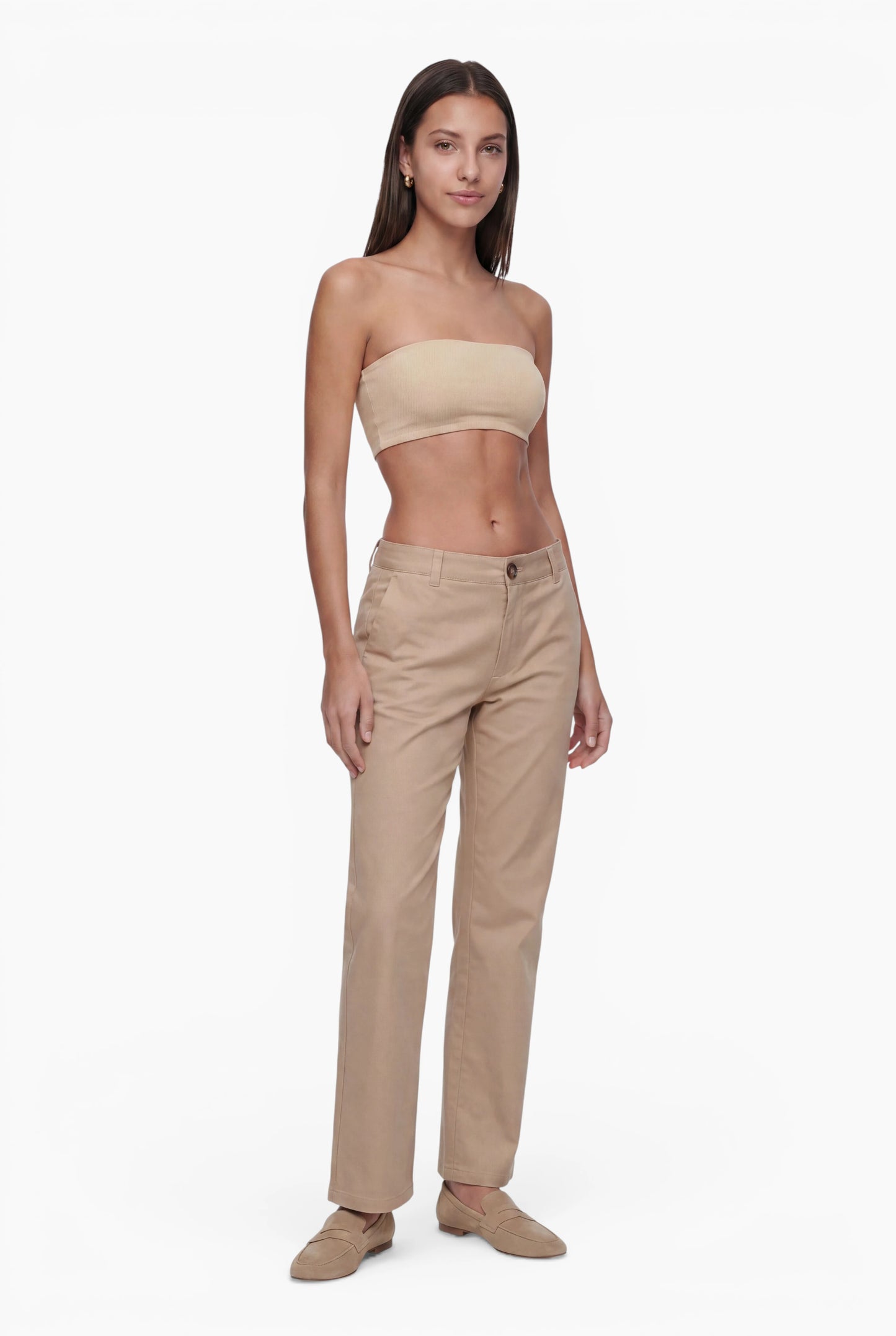 Fraternel Damen Chino Hose – Weite Straight Leg Stoffhose aus Baumwolle mit Stretch H118