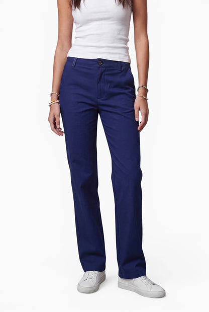 Fraternel Damen Chino Hose – Weite Straight Leg Stoffhose aus Baumwolle mit Stretch H118
