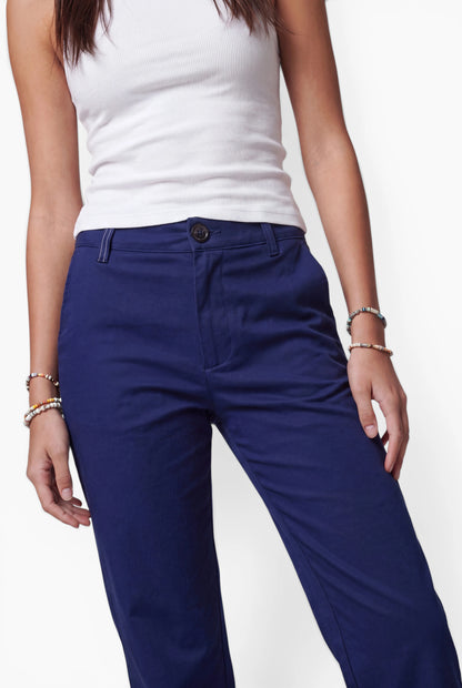Fraternel Damen Chino Hose – Weite Straight Leg Stoffhose aus Baumwolle mit Stretch H118
