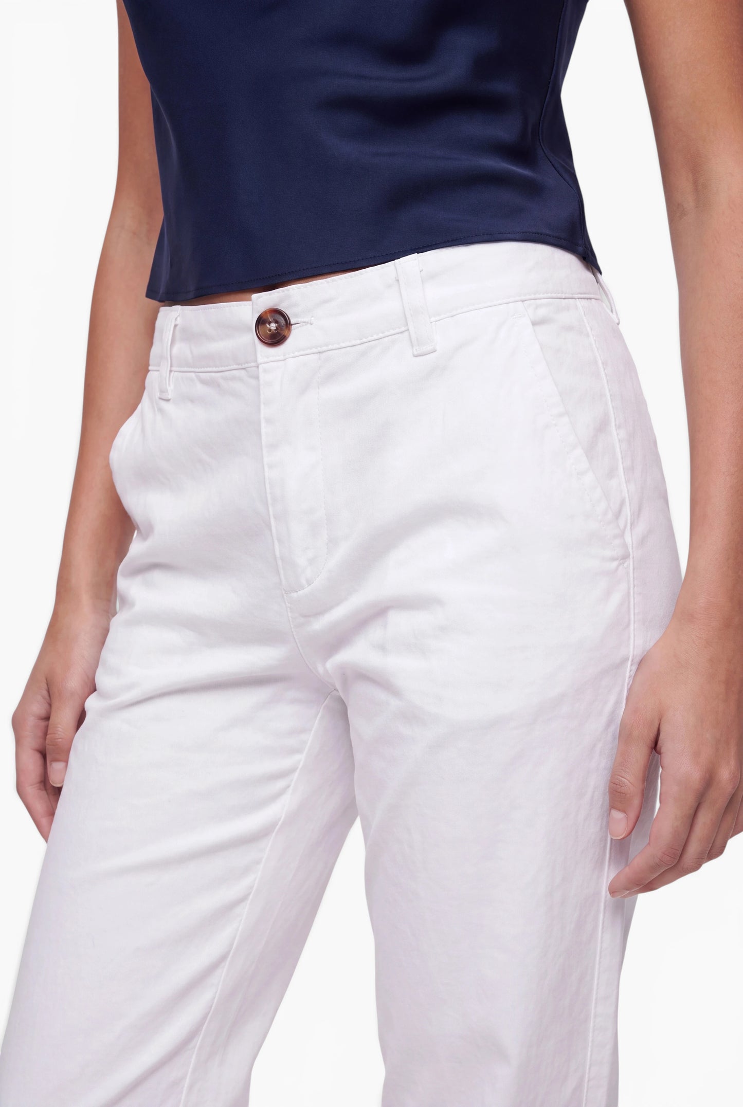 Fraternel Damen Chino Hose – Weite Straight Leg Stoffhose aus Baumwolle mit Stretch H118