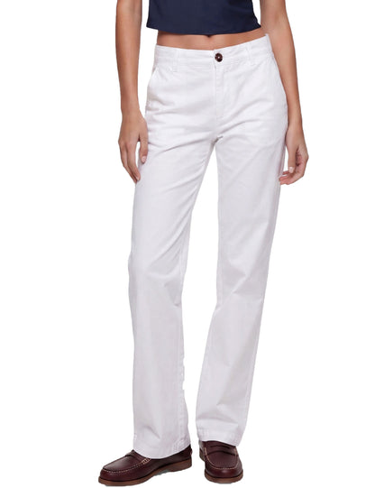 Fraternel Damen Chino Hose – Weite Straight Leg Stoffhose aus Baumwolle mit Stretch H118