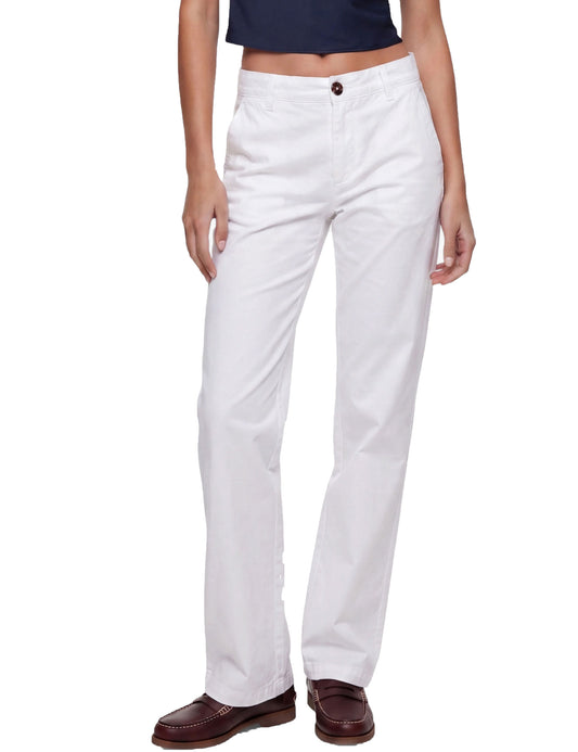 Fraternel Damen Chino Hose – Weite Straight Leg Stoffhose aus Baumwolle mit Stretch H118