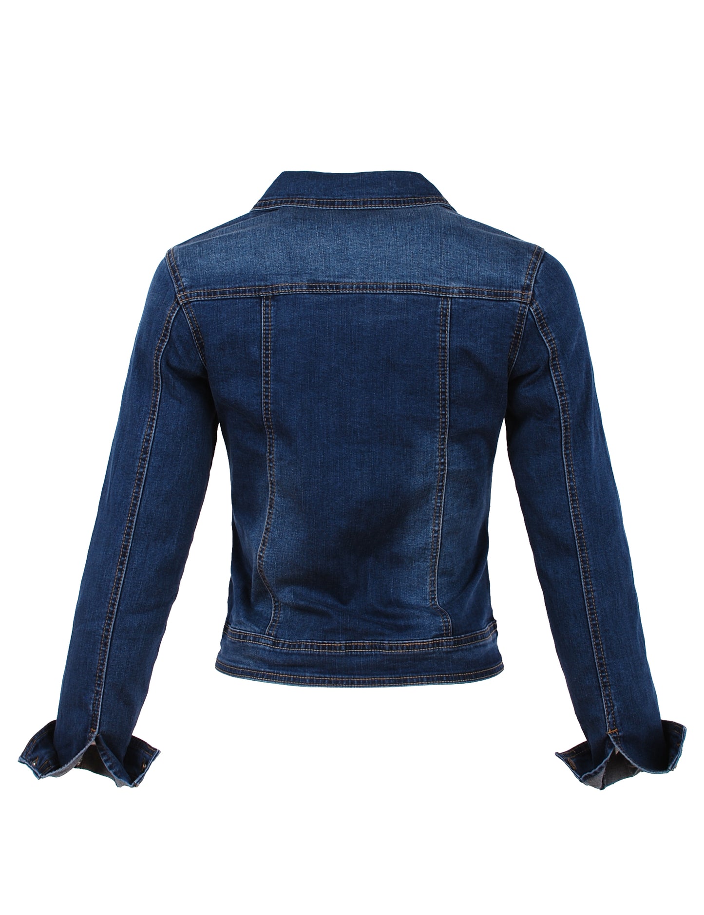 Fraternel Damen Jeansjacke, Taillierte Stretch Denim Jacket mit Knopfleiste, Brust- & Seitentaschen, Casual Used Look J011