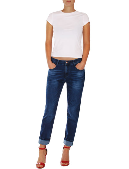 Fraternel Damen Boyfriend Jeans Loose Fit im Used Look – Relaxed Baggy Five Pocket Denim H085