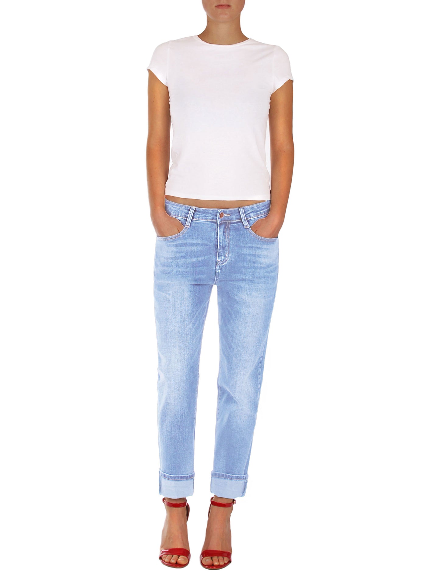 Fraternel Damen Boyfriend Jeans Loose Fit im Used Look – Relaxed Baggy Five Pocket Denim H085