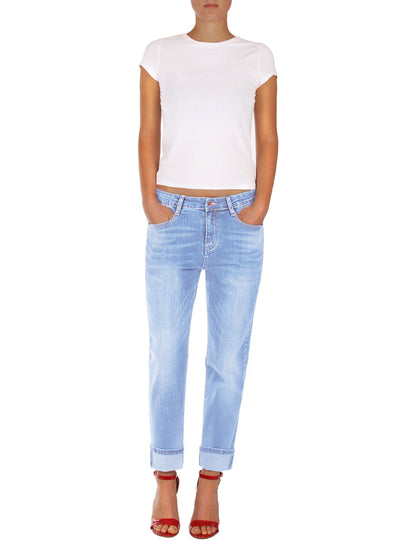 Fraternel Damen Boyfriend Jeans Loose Fit im Used Look – Relaxed Baggy Five Pocket Denim H085
