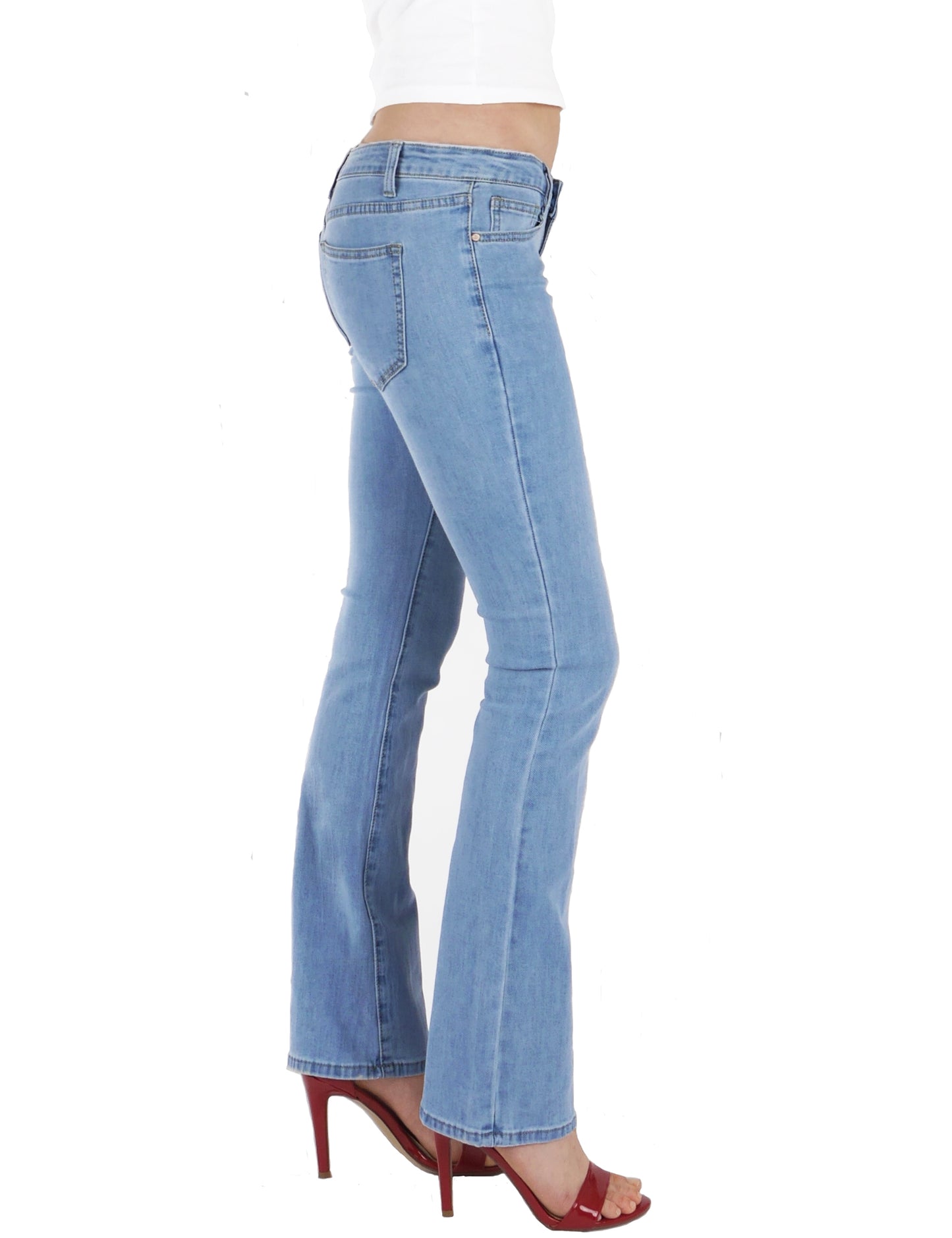 Fraternel Damen Bootcut Jeans Hüftjeans Stretch Five Pocket Schlaghose H037