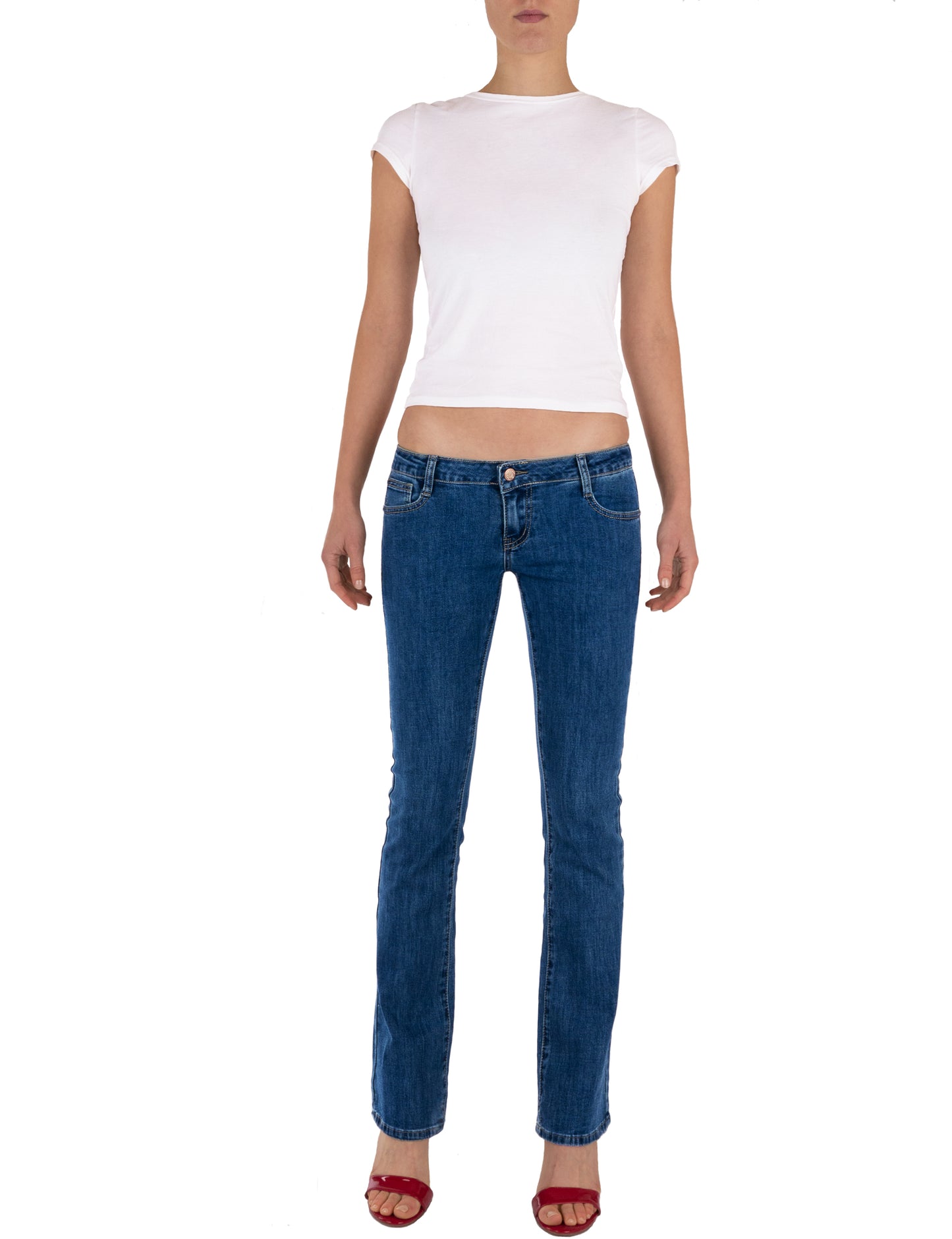 Fraternel Damen Bootcut Jeans Hüftjeans Stretch Five Pocket Schlaghose H037