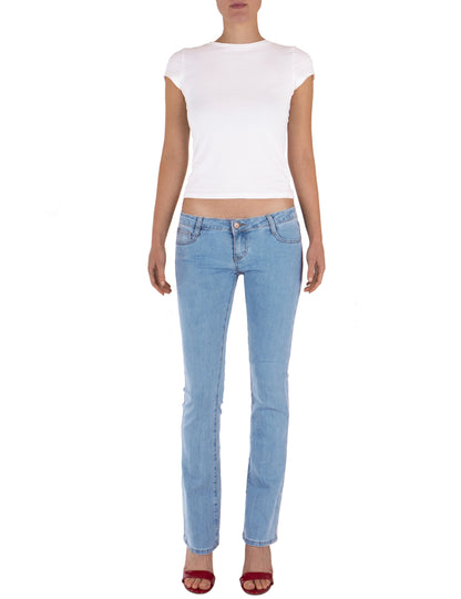 Fraternel Damen Bootcut Jeans Hüftjeans Stretch Five Pocket Schlaghose H037