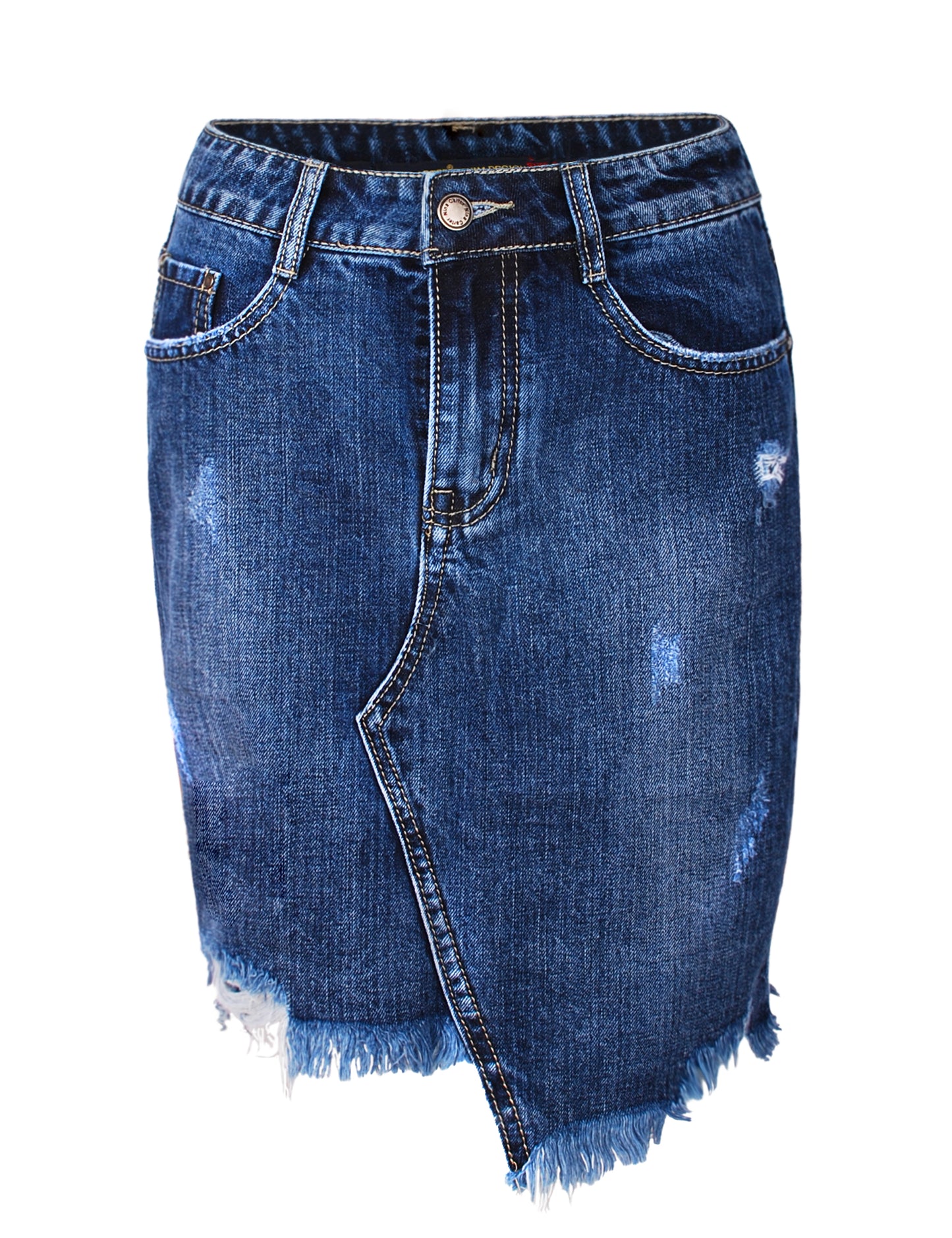 Fraternel Damen Jeansrock Vintage Five Pocket, Denim Minirock A-Linie R003