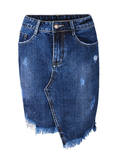 Fraternel Damen Jeansrock Vintage Five Pocket, Denim Minirock A-Linie R003