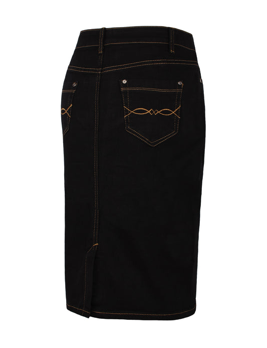 Fraternel Damen Jeans Rock knielang Bleistift stretch R004