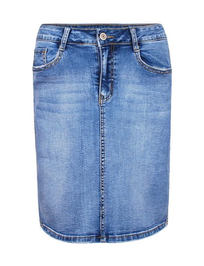 Fraternel Damen Jeans Rock Used kurz Bleistiftrock Stretchdenim R006
