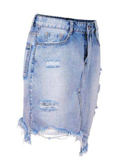 Fraternel Damen Jeansrock Vintage Five Pocket, Denim Minirock A-Linie R003
