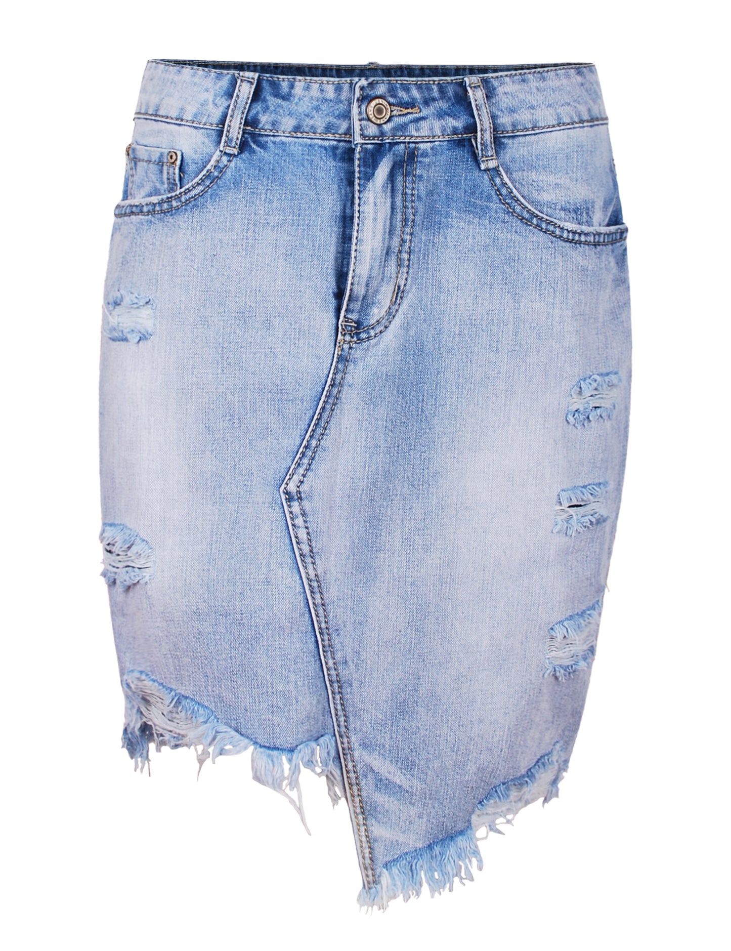 Fraternel Damen Jeansrock Vintage Five Pocket, Denim Minirock A-Linie R003