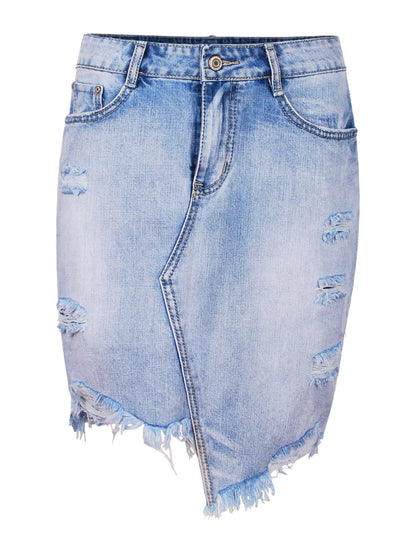 Fraternel Damen Jeansrock Vintage Five Pocket, Denim Minirock A-Linie R003