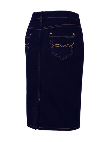 Fraternel Damen Jeans Rock knielang Bleistift stretch R004