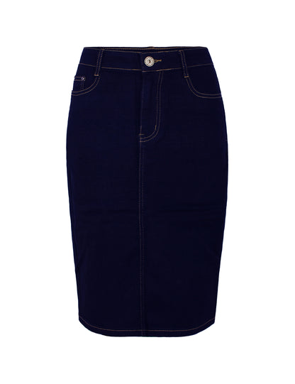 Fraternel Damen Jeans Rock knielang Bleistift stretch R004