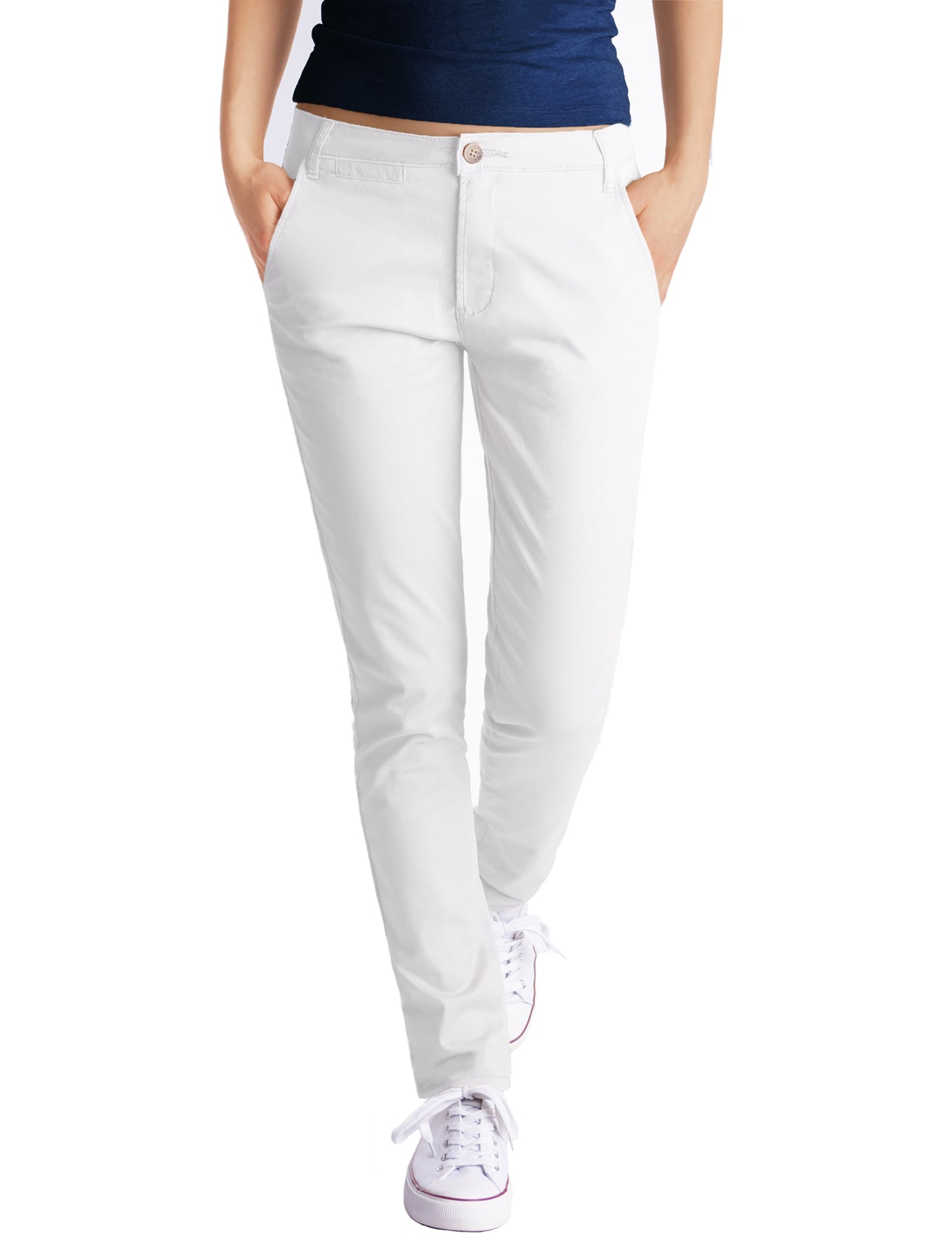 Fraternel Damen Chino Hosen – Moderne Stoffhose mit schmalem Bein und Stretch H100