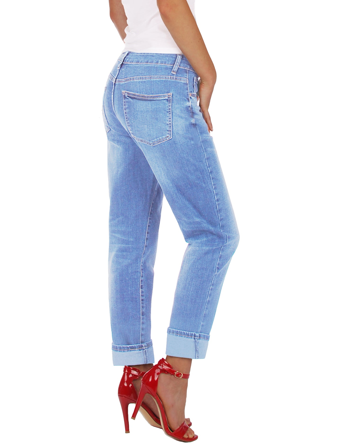 Fraternel Damen Boyfriend Jeans Loose Fit im Used Look – Relaxed Baggy Five Pocket Denim H085