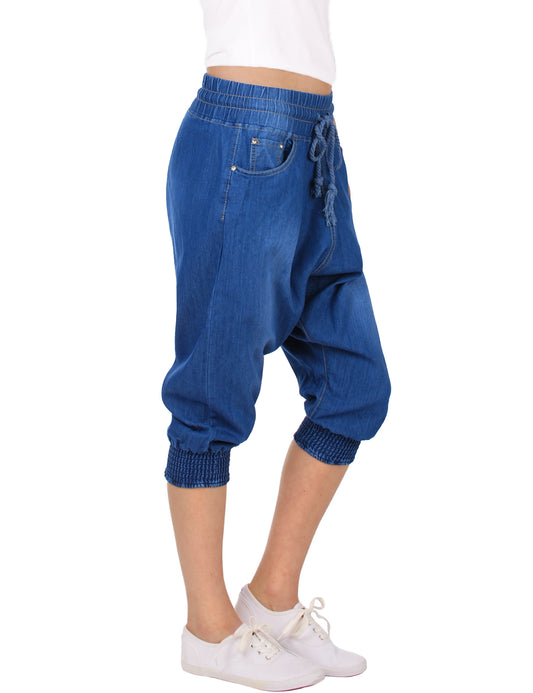 Fraternel Damen Sarouel kurze Pluderhose Haremshose H032