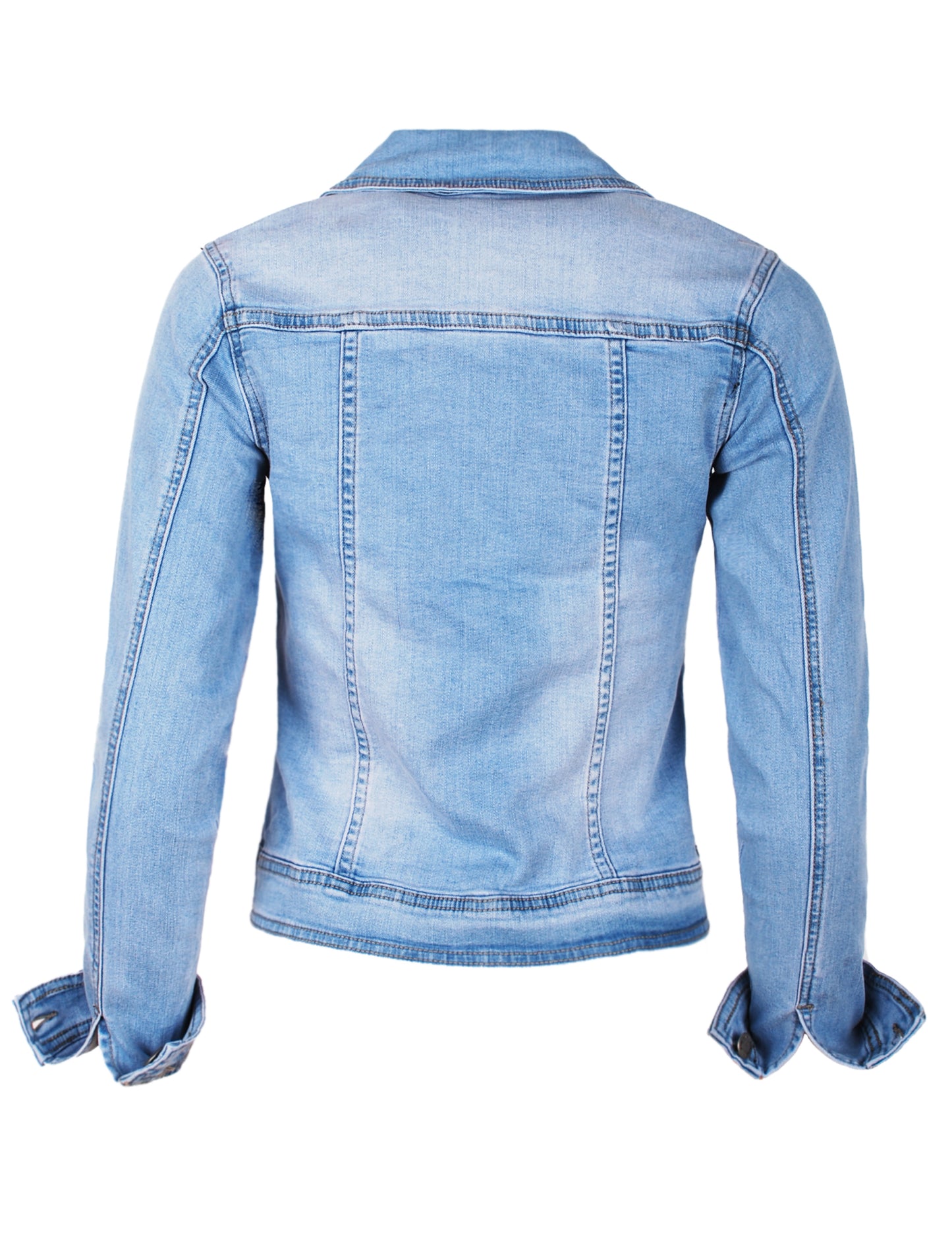 Fraternel Damen Jeansjacke, Taillierte Stretch Denim Jacket mit Knopfleiste, Brust- & Seitentaschen, Casual Used Look J011