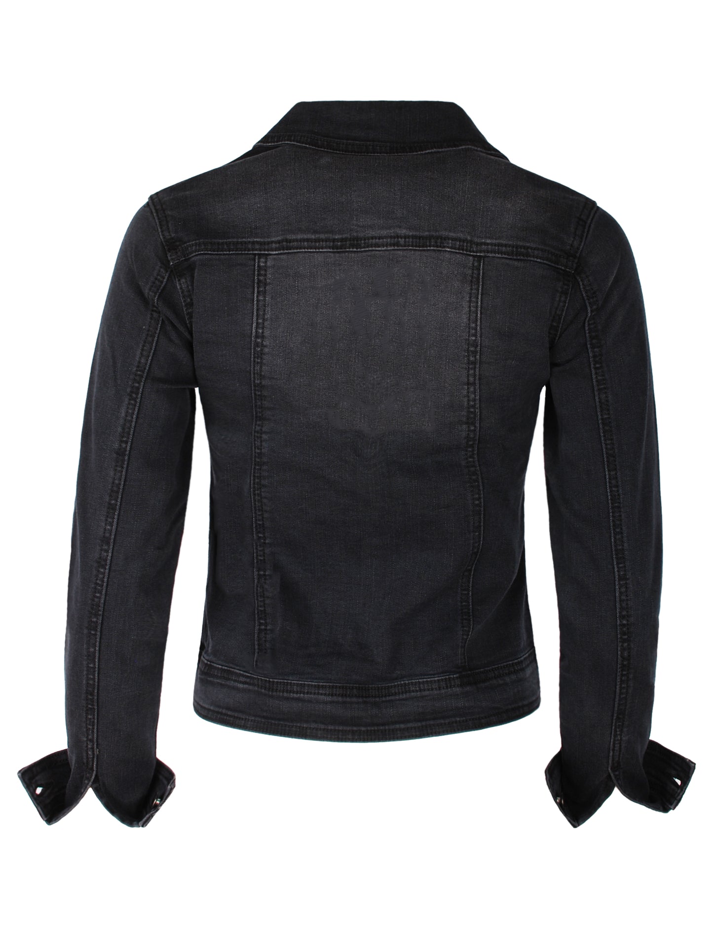 Fraternel Damen Jeansjacke, Taillierte Stretch Denim Jacket mit Knopfleiste, Brust- & Seitentaschen, Casual Used Look J011