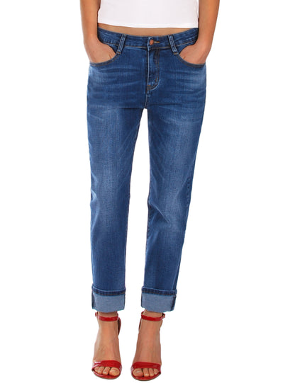 Fraternel Damen Boyfriend Jeans Loose Fit im Used Look – Relaxed Baggy Five Pocket Denim H085